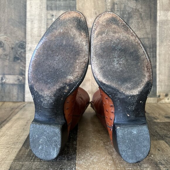 Lucchese Classics Handmade E176964 Ostrich Inlay Cowboy Boots Mens 10.5 EE - Picture 4 of 12